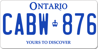 ON license plate CABW876