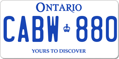 ON license plate CABW880