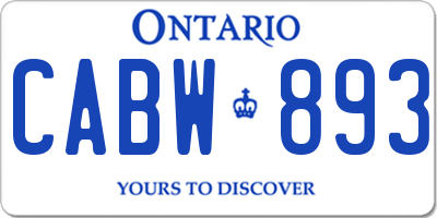 ON license plate CABW893