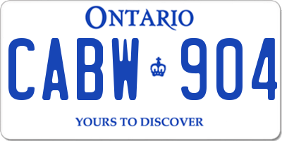 ON license plate CABW904