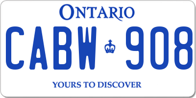 ON license plate CABW908