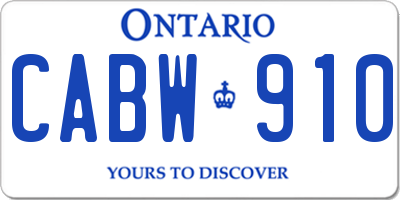 ON license plate CABW910