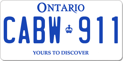 ON license plate CABW911