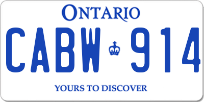 ON license plate CABW914