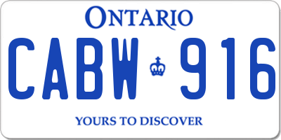 ON license plate CABW916