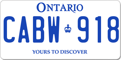 ON license plate CABW918