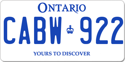 ON license plate CABW922