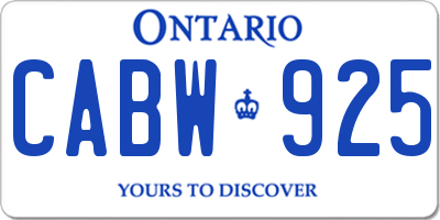 ON license plate CABW925