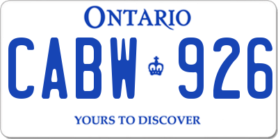 ON license plate CABW926