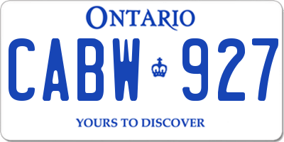 ON license plate CABW927