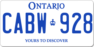 ON license plate CABW928