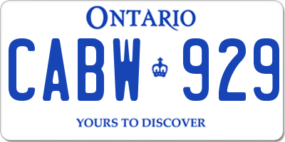 ON license plate CABW929