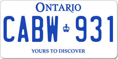 ON license plate CABW931