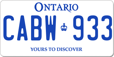 ON license plate CABW933