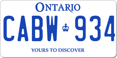 ON license plate CABW934