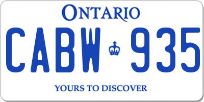 ON license plate CABW935