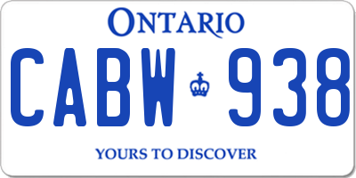 ON license plate CABW938