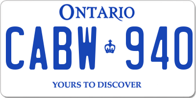 ON license plate CABW940