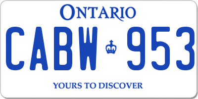 ON license plate CABW953