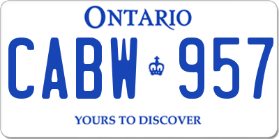 ON license plate CABW957