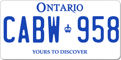 ON license plate CABW958