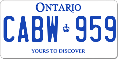 ON license plate CABW959