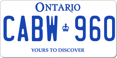 ON license plate CABW960