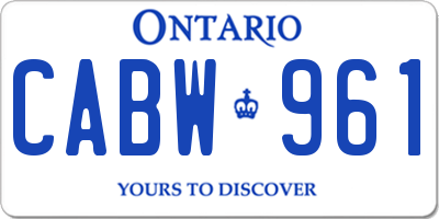 ON license plate CABW961