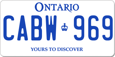 ON license plate CABW969