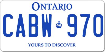 ON license plate CABW970