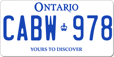 ON license plate CABW978