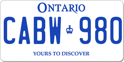 ON license plate CABW980