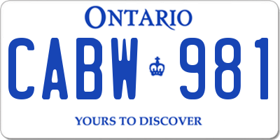 ON license plate CABW981