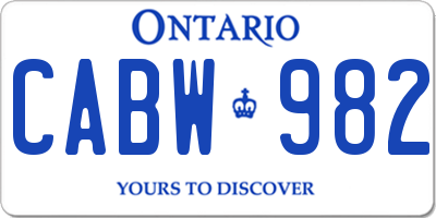 ON license plate CABW982