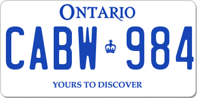 ON license plate CABW984