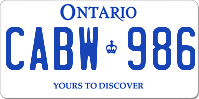 ON license plate CABW986