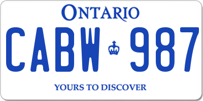 ON license plate CABW987