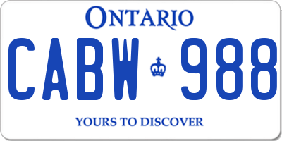 ON license plate CABW988