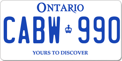 ON license plate CABW990