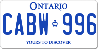 ON license plate CABW996