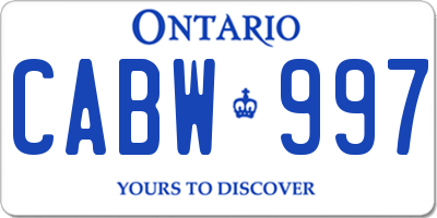 ON license plate CABW997