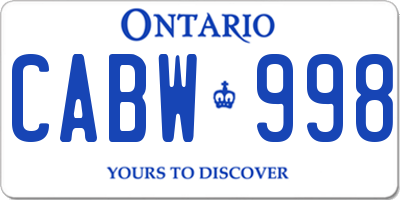 ON license plate CABW998