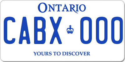 ON license plate CABX000