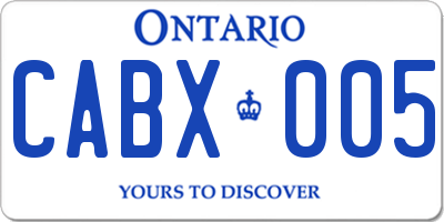 ON license plate CABX005