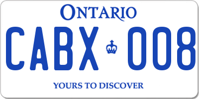 ON license plate CABX008