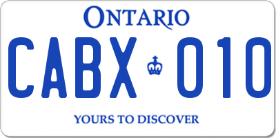 ON license plate CABX010