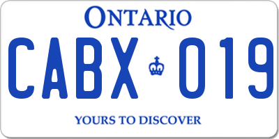 ON license plate CABX019