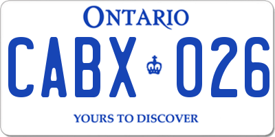 ON license plate CABX026