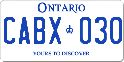 ON license plate CABX030