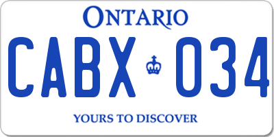 ON license plate CABX034